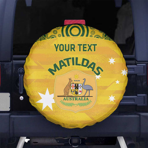 Custom Australia Matildas Spare Tire Cover National Color Indigenous Art