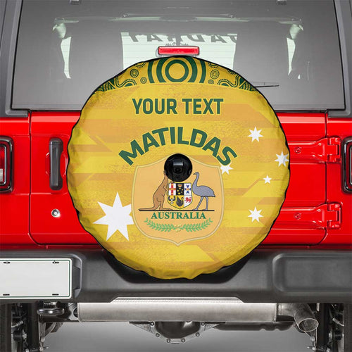 Custom Australia Matildas Spare Tire Cover National Color Indigenous Art