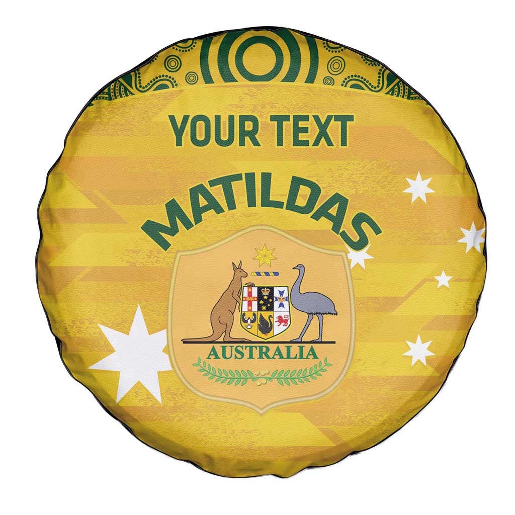 Custom Australia Matildas Spare Tire Cover National Color Indigenous Art