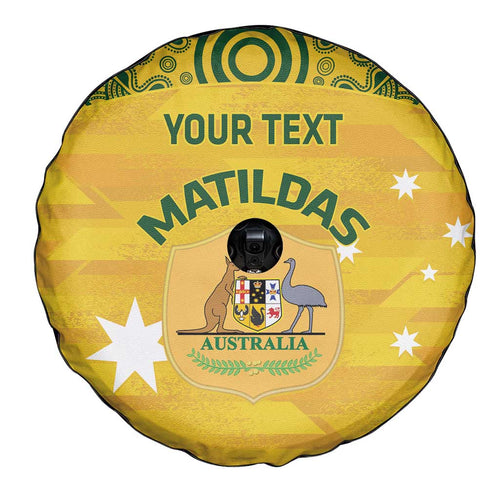 Custom Australia Matildas Spare Tire Cover National Color Indigenous Art