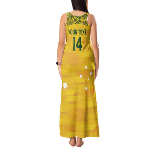 Custom Australia Matildas Tank Maxi Dress National Color Indigenous Art