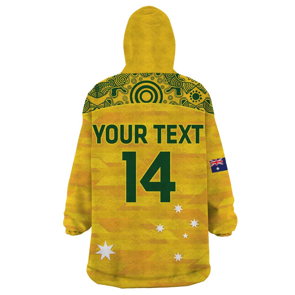 Custom Australia Matildas Wearable Blanket Hoodie National Color Indigenous Art