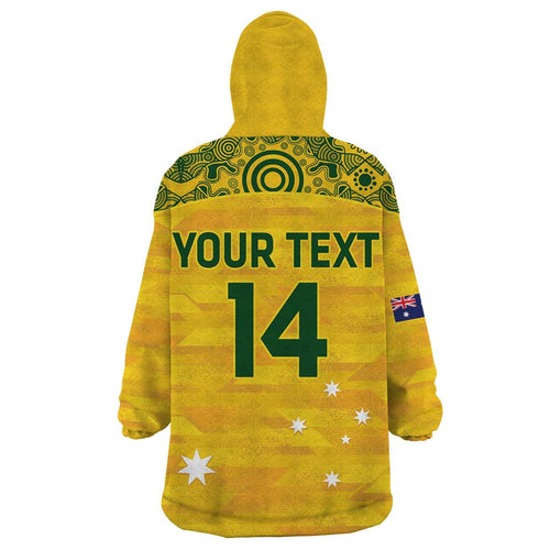 Custom Australia Matildas Wearable Blanket Hoodie National Color Indigenous Art
