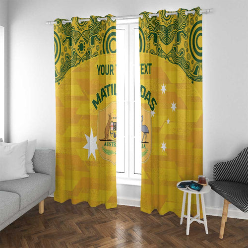 Custom Australia Matildas Window Curtain National Color Indigenous Art