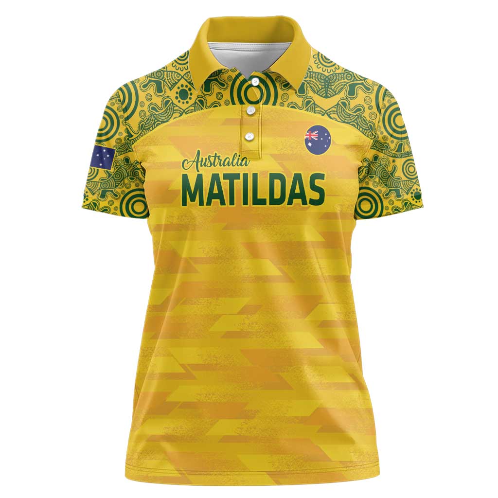 Custom Australia Matildas Women Polo Shirt National Color Indigenous Art