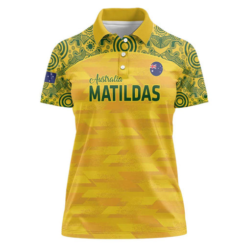 Custom Australia Matildas Women Polo Shirt National Color Indigenous Art