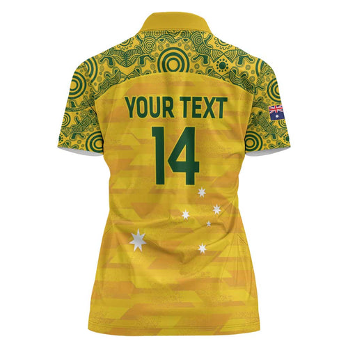 Custom Australia Matildas Women Polo Shirt National Color Indigenous Art