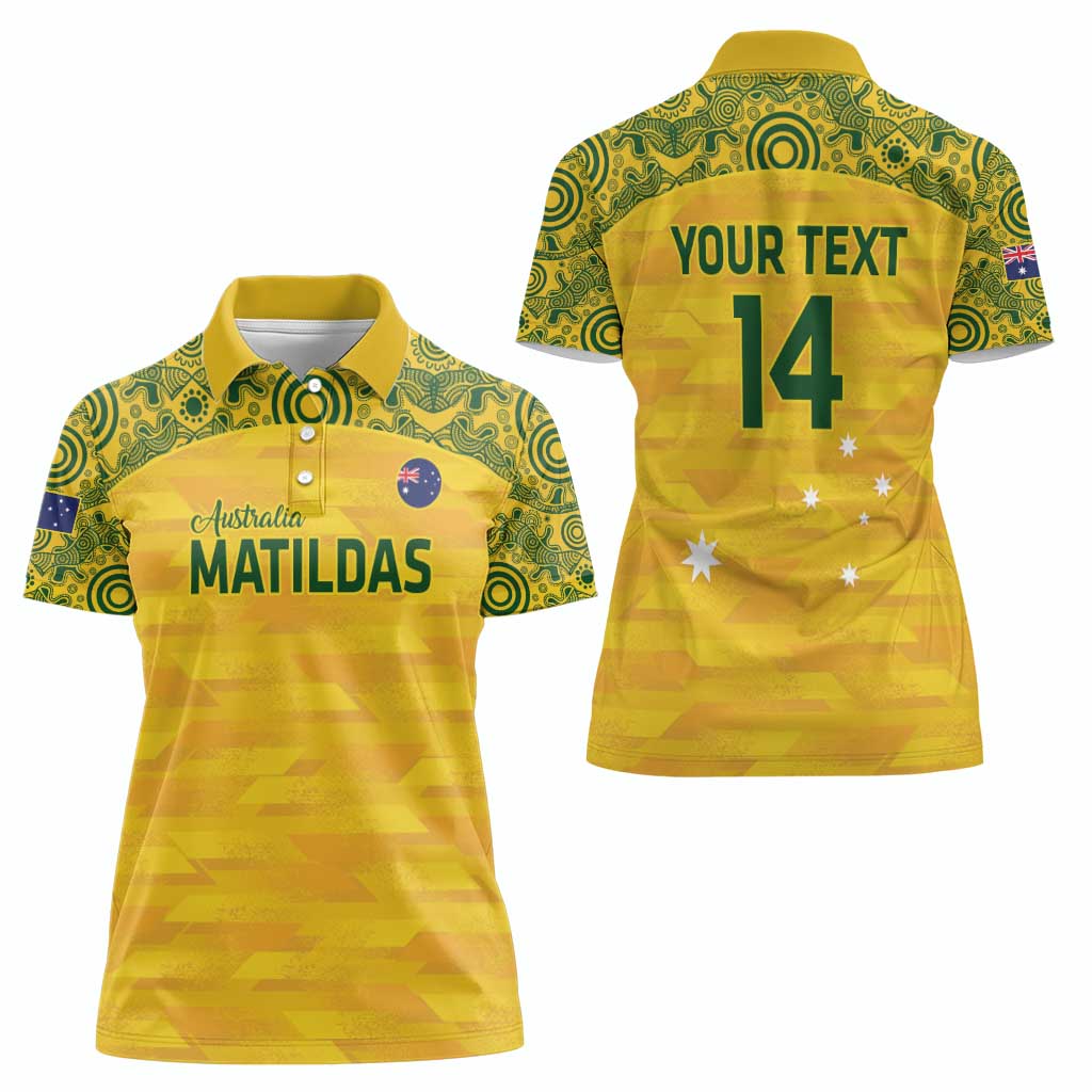 Custom Australia Matildas Women Polo Shirt National Color Indigenous Art