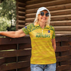 Custom Australia Matildas Women Polo Shirt National Color Indigenous Art