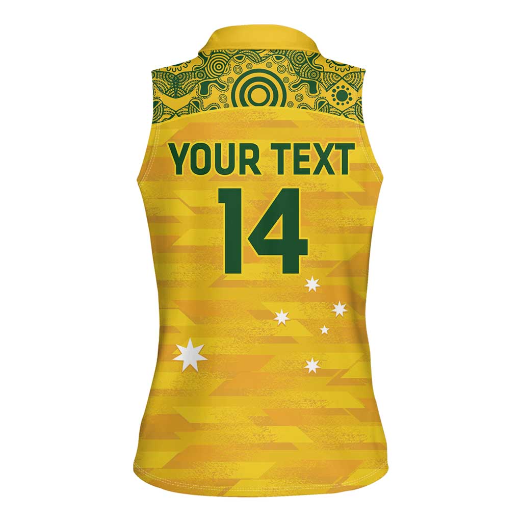 Custom Australia Matildas Women Sleeveless Polo Shirt National Color Indigenous Art