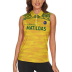 Custom Australia Matildas Women Sleeveless Polo Shirt National Color Indigenous Art