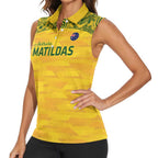Custom Australia Matildas Women Sleeveless Polo Shirt National Color Indigenous Art