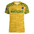 Custom Australia Matildas Women V-Neck T-Shirt National Color Indigenous Art