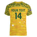 Custom Australia Matildas Women V-Neck T-Shirt National Color Indigenous Art