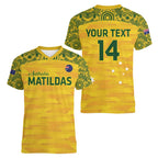 Custom Australia Matildas Women V-Neck T-Shirt National Color Indigenous Art