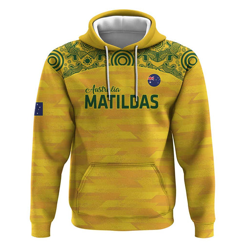 Custom Australia Matildas Zip Hoodie National Color Indigenous Art