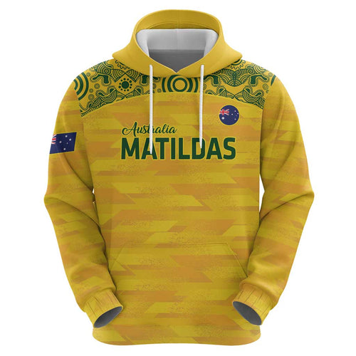 Custom Australia Matildas Zip Hoodie National Color Indigenous Art