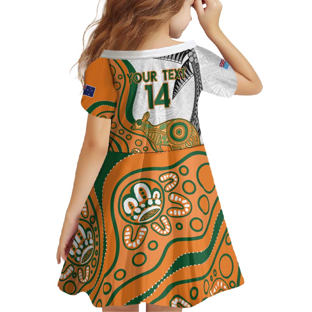 Custom Fiji And Australia Rugby Family Matching Summer Maxi Dress and Hawaiian Shirt Fijian Palm Tree Mix Aussie Kangaroo