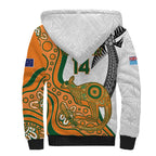Custom Fiji And Australia Rugby Sherpa Hoodie Fijian Palm Tree Mix Aussie Kangaroo
