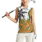 Custom Fiji And Australia Rugby Women Sleeveless Polo Shirt Fijian Palm Tree Mix Aussie Kangaroo
