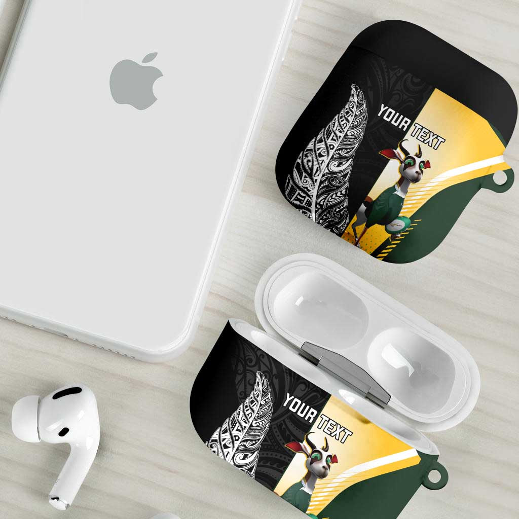 New Zealand and South Africa Rugby Custom AirPods Case Maori Silver Fern Springbok Together - Aussie Hoodie