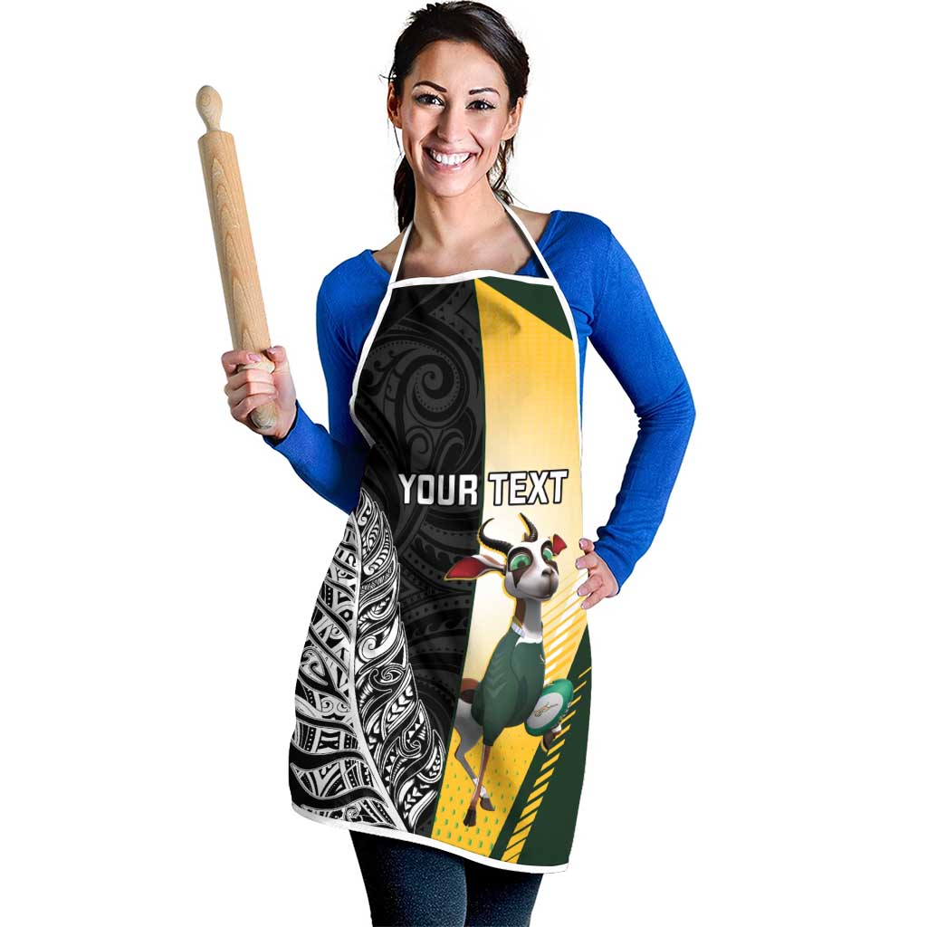 New Zealand and South Africa Rugby Custom Apron Maori Silver Fern Springbok Together - Aussie Hoodie