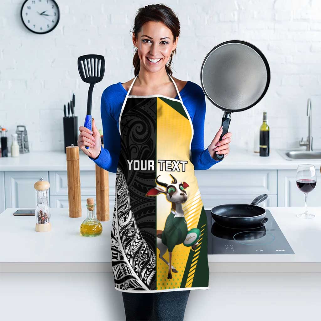 New Zealand and South Africa Rugby Custom Apron Maori Silver Fern Springbok Together - Aussie Hoodie