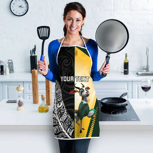 New Zealand and South Africa Rugby Custom Apron Maori Silver Fern Springbok Together - Aussie Hoodie