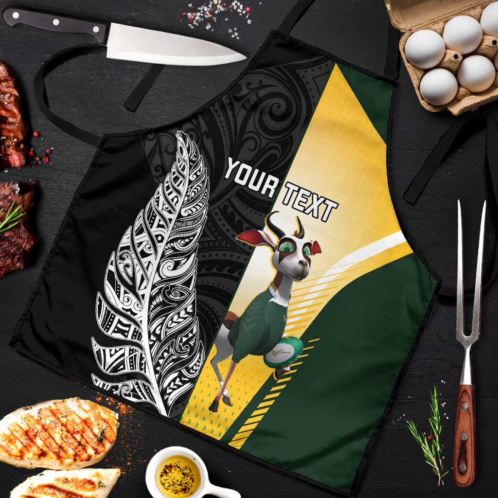 New Zealand and South Africa Rugby Custom Apron Maori Silver Fern Springbok Together - Aussie Hoodie