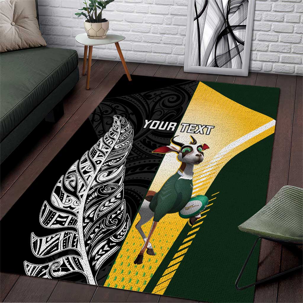 New Zealand and South Africa Rugby Custom Area Rug Maori Silver Fern Springbok Together - Aussie Hoodie