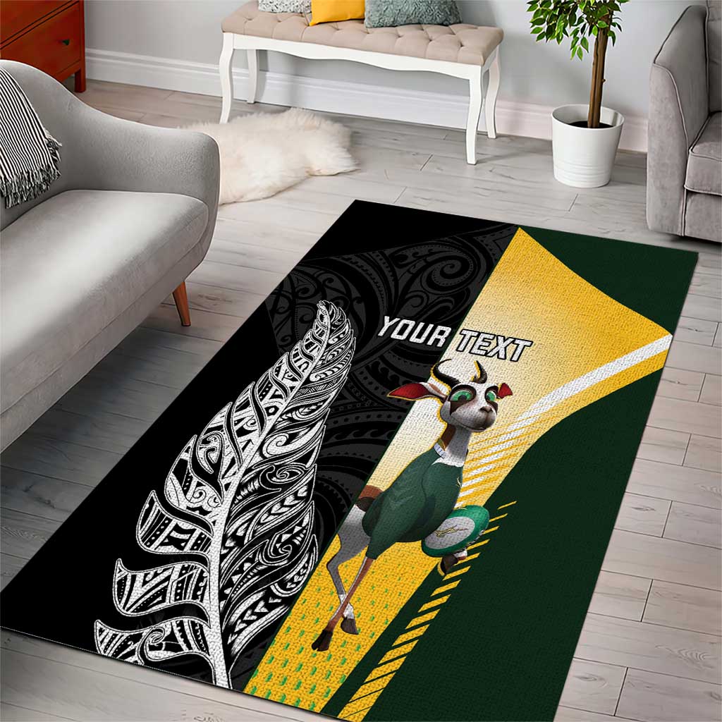 New Zealand and South Africa Rugby Custom Area Rug Maori Silver Fern Springbok Together - Aussie Hoodie