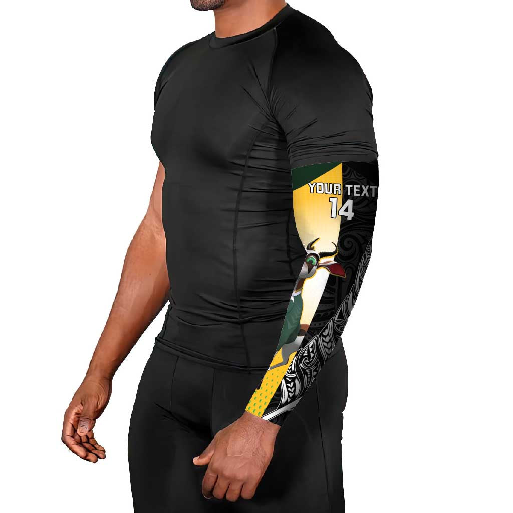 New Zealand and South Africa Rugby Custom Arm Sleeves Maori Silver Fern Springbok Together - Aussie Hoodie