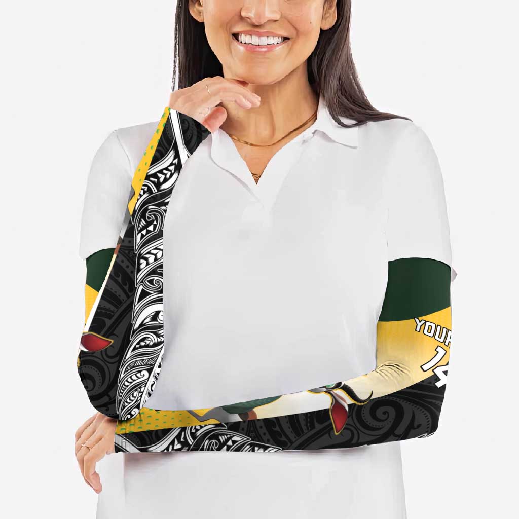New Zealand and South Africa Rugby Custom Arm Sleeves Maori Silver Fern Springbok Together - Aussie Hoodie
