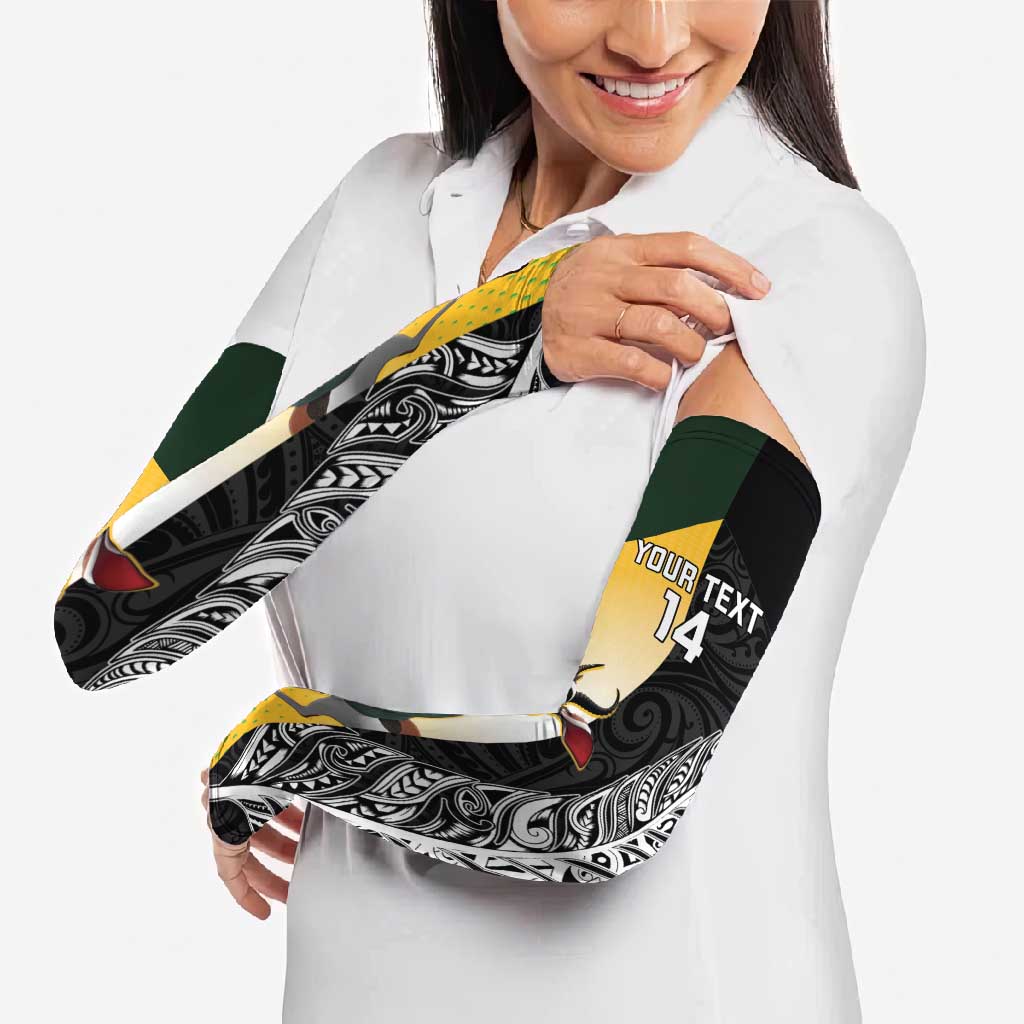 New Zealand and South Africa Rugby Custom Arm Sleeves Maori Silver Fern Springbok Together - Aussie Hoodie