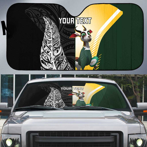 New Zealand and South Africa Rugby Custom Auto Sun Shade Maori Silver Fern Springbok Together - Aussie Hoodie