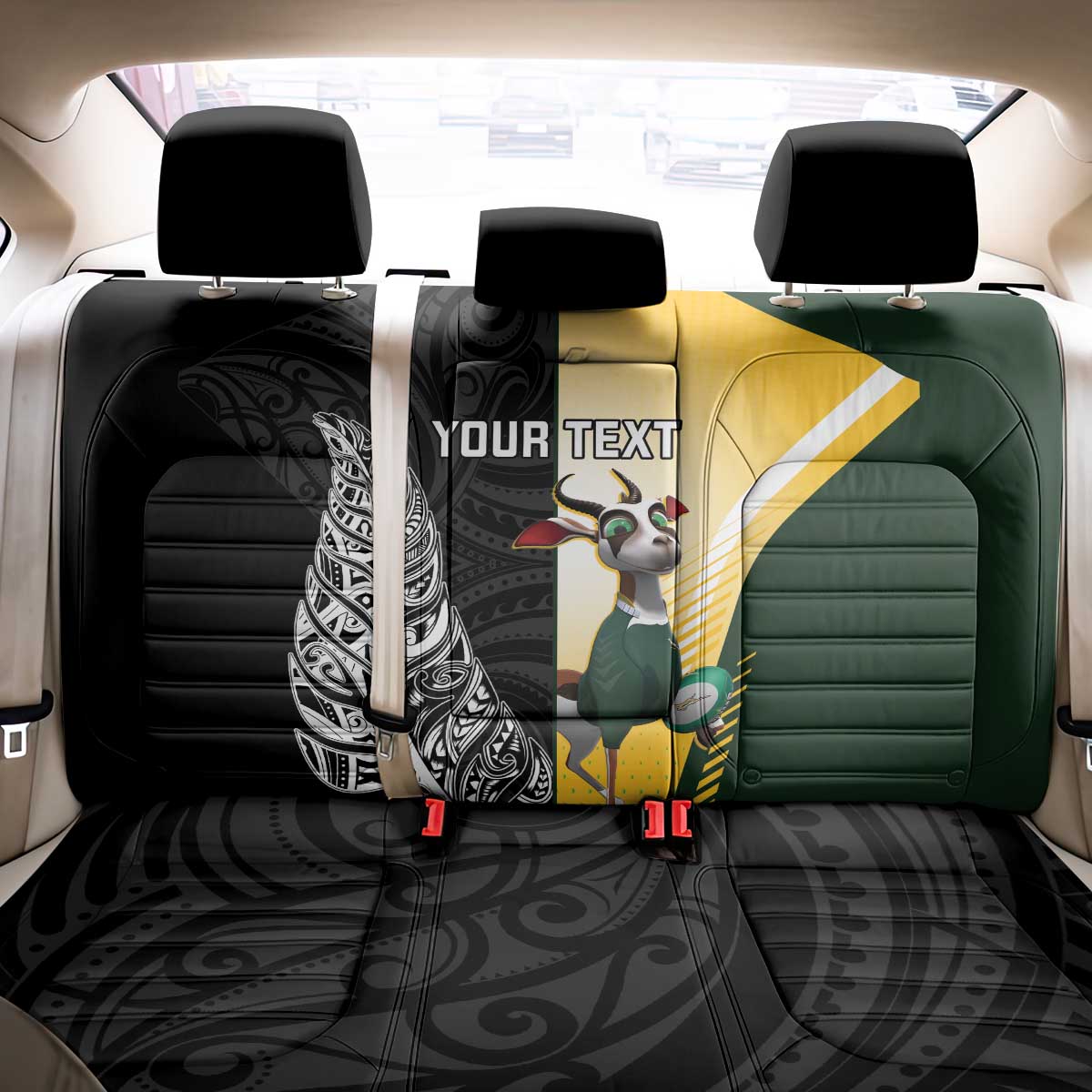 New Zealand and South Africa Rugby Custom Back Car Seat Cover Maori Silver Fern Springbok Together - Aussie Hoodie
