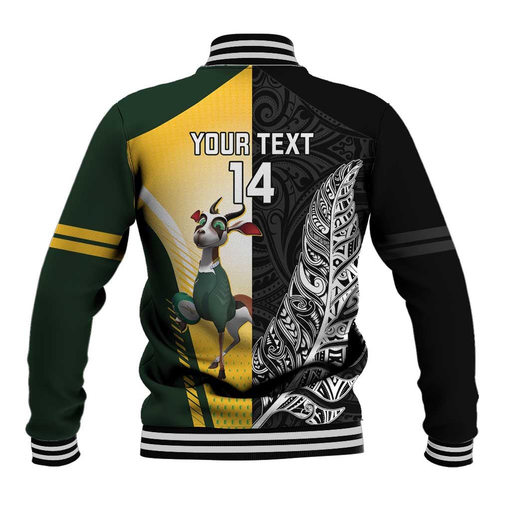 New Zealand and South Africa Rugby Custom Baseball Jacket Maori Silver Fern Springbok Together - Aussie Hoodie