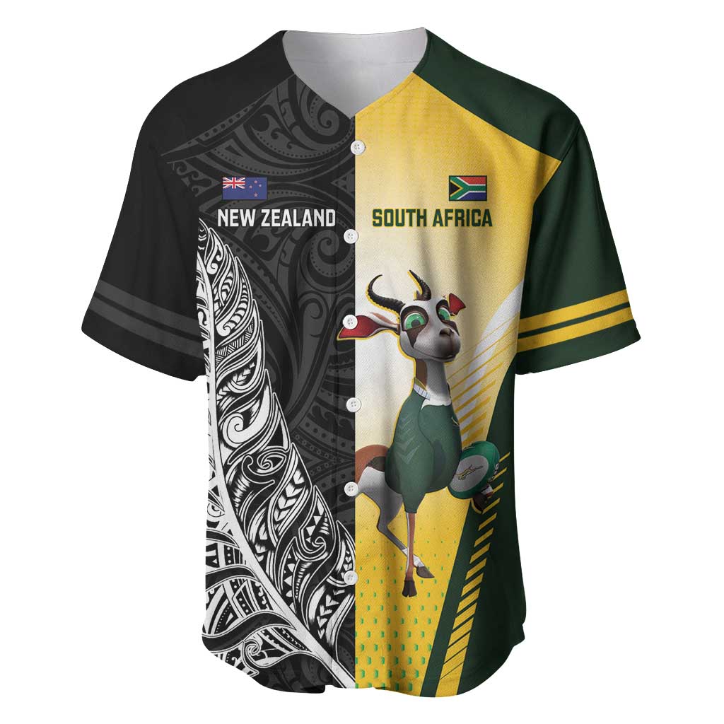 New Zealand and South Africa Rugby Custom Baseball Jersey Maori Silver Fern Springbok Together - Aussie Hoodie