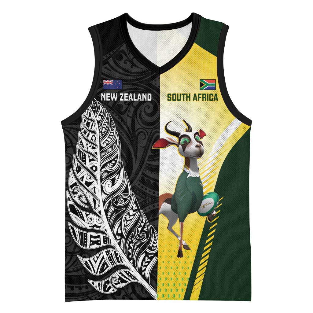 New Zealand and South Africa Rugby Custom Basketball Jersey Maori Silver Fern Springbok Together - Aussie Hoodie