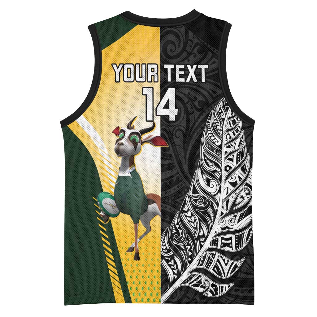 New Zealand and South Africa Rugby Custom Basketball Jersey Maori Silver Fern Springbok Together - Aussie Hoodie