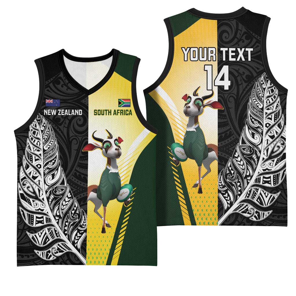 New Zealand and South Africa Rugby Custom Basketball Jersey Maori Silver Fern Springbok Together - Aussie Hoodie