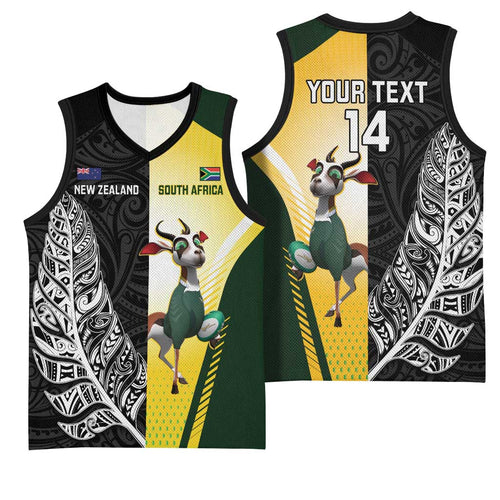 New Zealand and South Africa Rugby Custom Basketball Jersey Maori Silver Fern Springbok Together - Aussie Hoodie