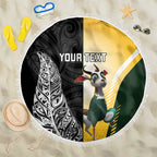 New Zealand and South Africa Rugby Custom Beach Blanket Maori Silver Fern Springbok Together - Aussie Hoodie