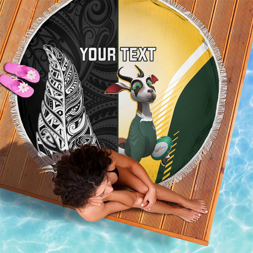 New Zealand and South Africa Rugby Custom Beach Blanket Maori Silver Fern Springbok Together - Aussie Hoodie