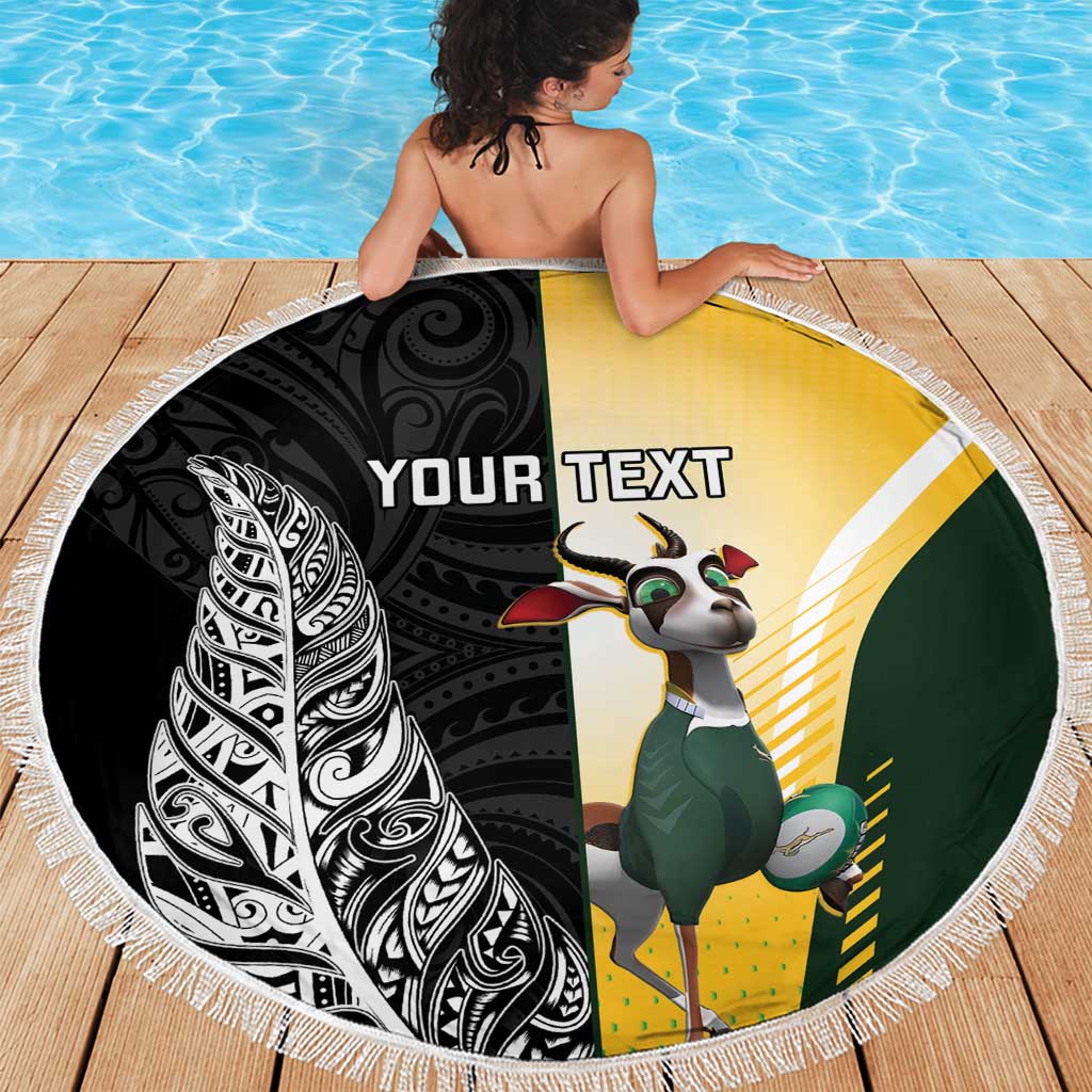 New Zealand and South Africa Rugby Custom Beach Blanket Maori Silver Fern Springbok Together - Aussie Hoodie
