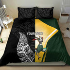 New Zealand and South Africa Rugby Custom Bedding Set Maori Silver Fern Springbok Together - Aussie Hoodie