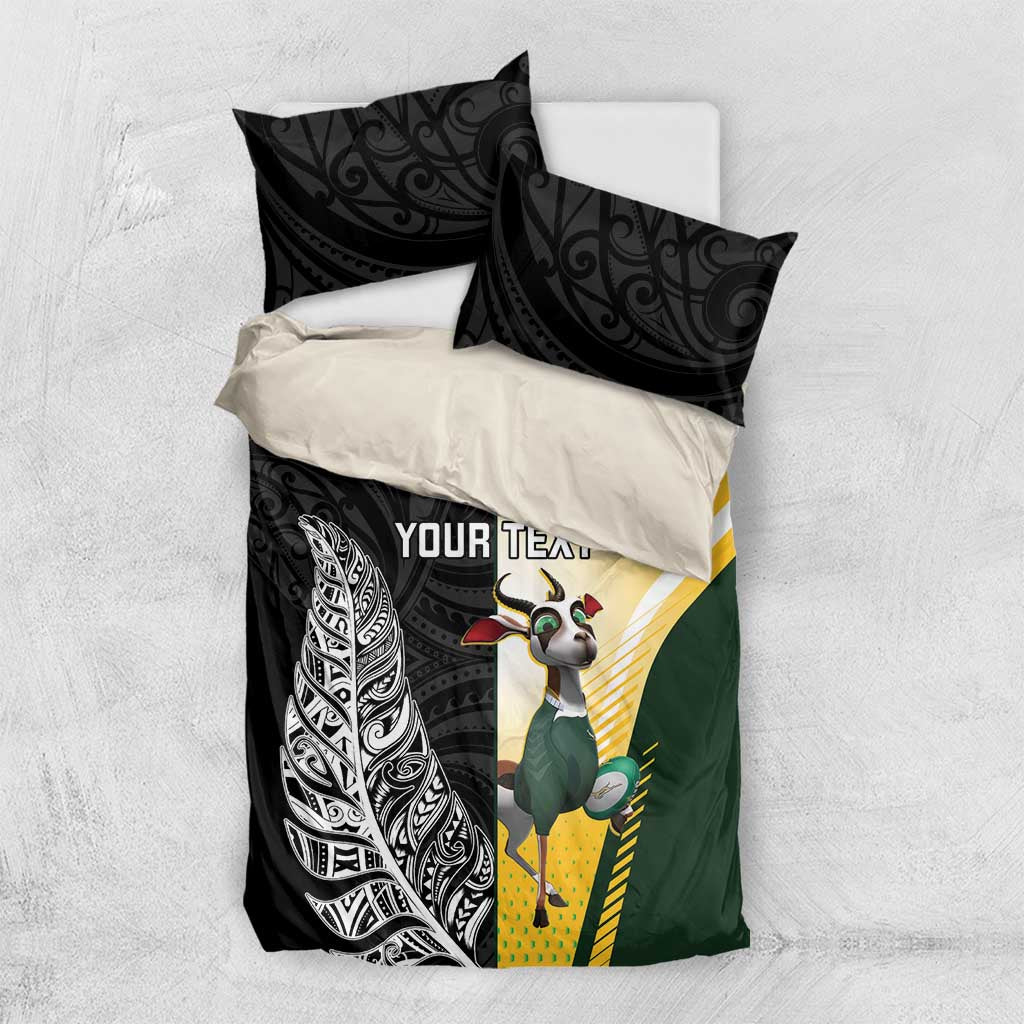 New Zealand and South Africa Rugby Custom Bedding Set Maori Silver Fern Springbok Together - Aussie Hoodie