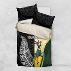 New Zealand and South Africa Rugby Custom Bedding Set Maori Silver Fern Springbok Together - Aussie Hoodie