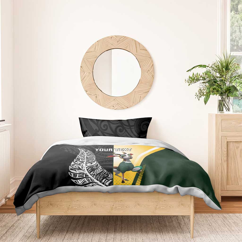 New Zealand and South Africa Rugby Custom Bedding Set Maori Silver Fern Springbok Together - Aussie Hoodie