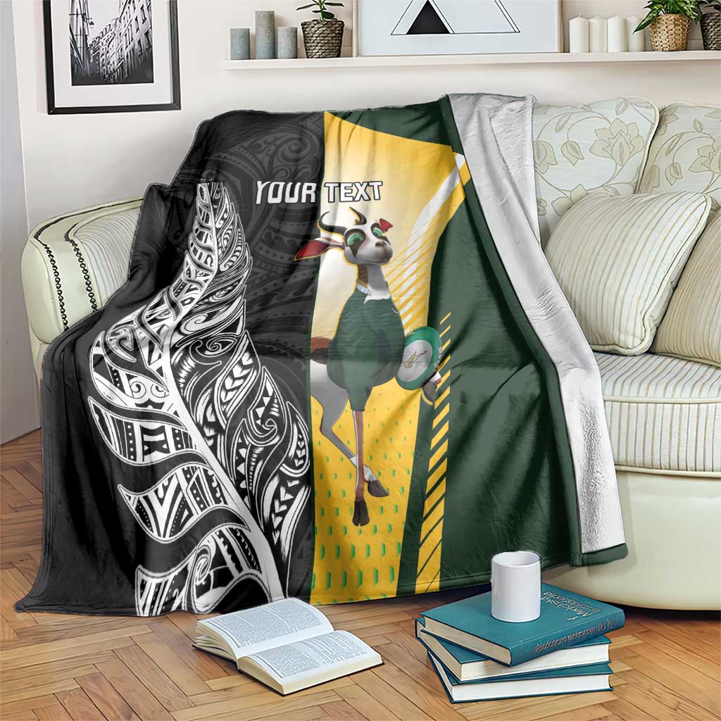 New Zealand and South Africa Rugby Custom Blanket Maori Silver Fern Springbok Together - Aussie Hoodie